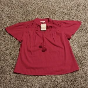 NWT Knox Rose Extra Small Red Blouse with Decorated Bodice